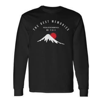 富士山 美しい 日本の山 おしゃれ 朝日 日の出 想い出 お土産 長袖Tシャツ - Kawaiitshirt