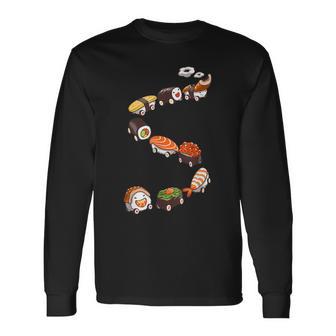 寿司 の 電車 すし いくら サーモン たまご 鉄火巻き 長袖Tシャツ - Kawaiitshirt