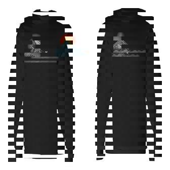 山 柴犬秋田犬かわいい犬と富士 長袖Tシャツ - Kawaiitshirt