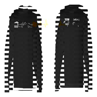 山とビール ハートビート 山小屋 ハイキング アルプス 登山 長袖Tシャツ - Kawaiitshirt