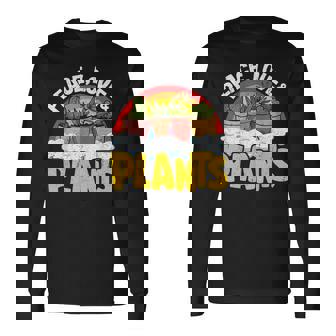 平和 愛&植物 レトロ レインボー 多肉植物 植物庭師 長袖Tシャツ - Kawaiitshirt