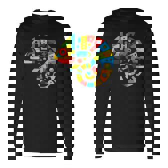 幾何学的ミニマリズム イラスト カメレオン 爬虫類 長袖Tシャツ - Kawaiitshirt