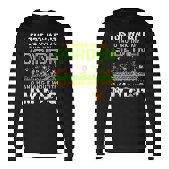 庭で働いて犬とたむろしたい 長袖Tシャツ - Kawaiitshirt