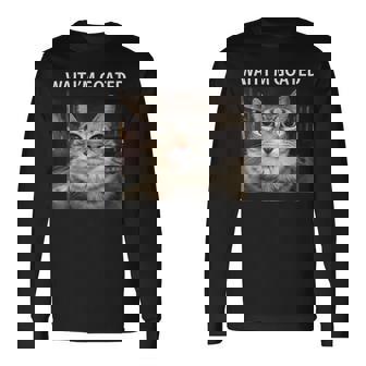 待ってよヤギの愚かな猫のミーム 長袖Tシャツ - Kawaiitshirt