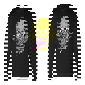 怖いゾンビtシャツハロウィンボーイズキッズフェイスゾンビ 長袖Tシャツ - Kawaiitshirt