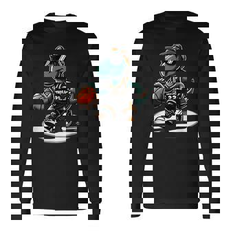 恐竜 バスケットボール T-Rex スポーツプレーヤー コーチ 面白い 男の子向け 長袖Tシャツ - Kawaiitshirt