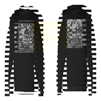 悪魔 オカルト 鬼 召喚 ゴス ホラー 美的 ウッドカット 長袖Tシャツ - Kawaiitshirt