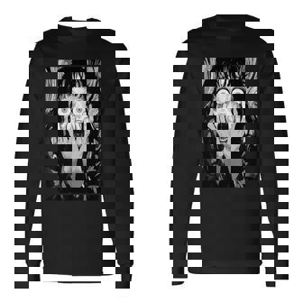 悲鳴 漫画 少女 怖い 目 ホラー ハロウィン 恐ろしい 長袖Tシャツ - Kawaiitshirt