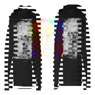 愛のハートのメガネをかけているレインボーコアラ 長袖Tシャツ - Kawaiitshirt