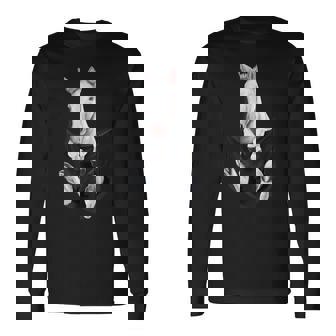 愛らしい白い馬のポケット 長袖Tシャツ - Kawaiitshirt