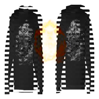 戦いの最中の獰猛なヴァイキング戦士 長袖Tシャツ - Kawaiitshirt