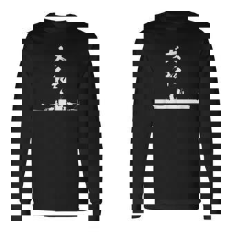 戦艦【大和】軍艦 シルエット 日本 大日本帝国 海軍 帝国海軍 船 面白い ネタ 文字入り おもしろ ウケ狙い 長袖Tシャツ - Kawaiitshirt