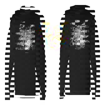 抽象アート ドラム ミュージシャン 音楽バンド 王座 ヌース 長袖Tシャツ - Kawaiitshirt