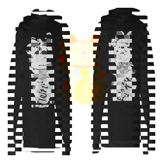 招き猫 日本の招き猫まねき猫日本の幸運猫 長袖Tシャツ - Kawaiitshirt