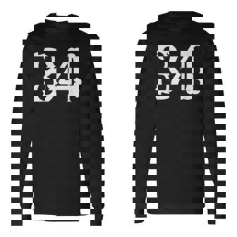 数字 34インチ ホワイト 大 太字 アメリカンウエストスタイル フォント 長袖Tシャツ - Kawaiitshirt