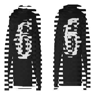 数字 6 インチ 白 大 太字 アメリカ 西部 スタイル フォント 長袖Tシャツ - Kawaiitshirt