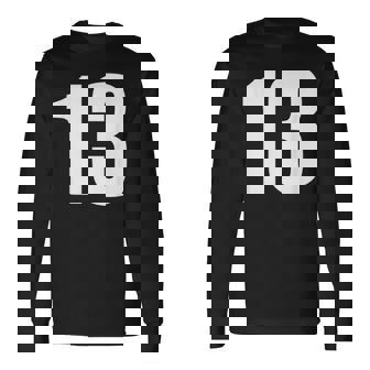 数字 Nhirn 数字 13 プレーン 白 数字 長袖Tシャツ - Kawaiitshirt