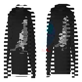 新聞帽子をかぶった鳩 長袖Tシャツ - Kawaiitshirt