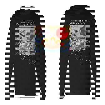 日本 版画 ダッチ デコイ スパニエル デコピン 神奈川の波 海 桜 長袖Tシャツ - Kawaiitshirt