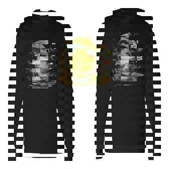 日本のかわいいコテージコアフロッグ 不機嫌な日本のカエル 長袖Tシャツ - Kawaiitshirt