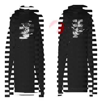 日本のアートフライングクレーンバード 長袖Tシャツ - Kawaiitshirt