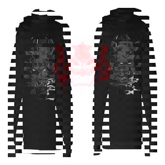 日本の伝統的な鬼の仮面日本の漢字アート 長袖Tシャツ - Kawaiitshirt