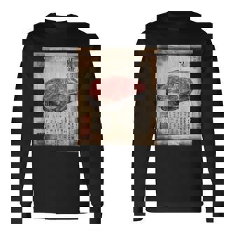 日本の伝統食品 肉 パピルス スクロールアート 和牛 長袖Tシャツ - Kawaiitshirt