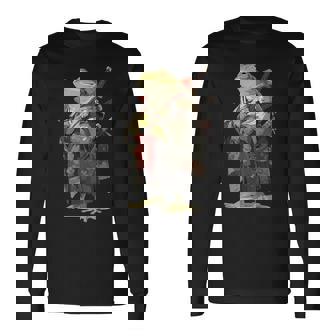 日本の侍カエル 長袖Tシャツ - Kawaiitshirt