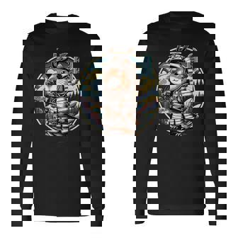 日本の侍カピバラのタトゥー、かわいい忍者カピバラ 長袖Tシャツ - Kawaiitshirt