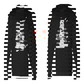 日本の侍猫刀忍者 ヤクザタトゥー 長袖Tシャツ - Kawaiitshirt