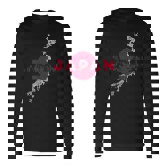 日本の地図と旗 日本のお土産 長袖Tシャツ - Kawaiitshirt