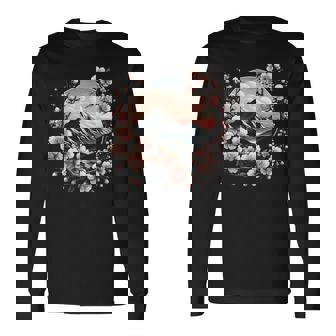 日本の桜 ピンク 桜 富士山 自然 アート 長袖Tシャツ - Kawaiitshirt