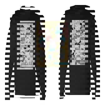 日本の猫 歌川国芳 流行猫の曲鞠 ヴィンテージ浮世絵 芸術の美的 日本の伝統美術 長袖Tシャツ - Kawaiitshirt