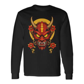 日本伝統マスク 歌舞伎 仮面 サムライマスク 東京 長袖Tシャツ - Kawaiitshirt