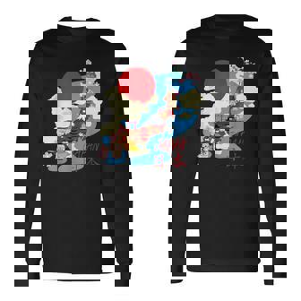 日本地図日本 涼しいのお土産 長袖Tシャツ - Kawaiitshirt