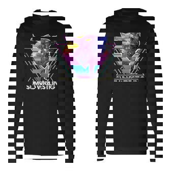 日本相撲 レトロベイパーウェイブ90s 相撲リンガー 長袖Tシャツ - Kawaiitshirt