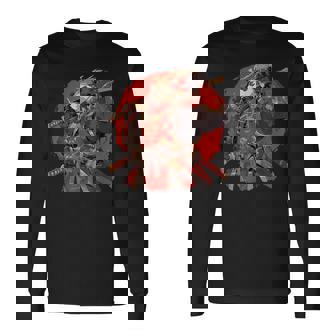 日本美術 パンダ 忍者 浮世絵 アニメ風 サムライパンダ 長袖Tシャツ - Kawaiitshirt