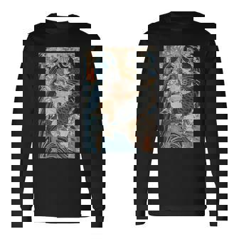 日本美術 戦闘機 相撲 鯉 海波 国吉 浮世絵 長袖Tシャツ - Kawaiitshirt