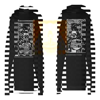 日本美術 野生動物 麺好き かわいい くま ラーメン 長袖Tシャツ - Kawaiitshirt