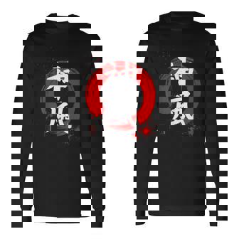 日本語漢字「神風」 赤円相 長袖Tシャツ - Kawaiitshirt