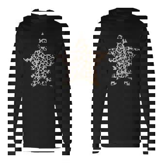 星型 かわいいチーターヒョウ柄グラフィック。 長袖Tシャツ - Kawaiitshirt