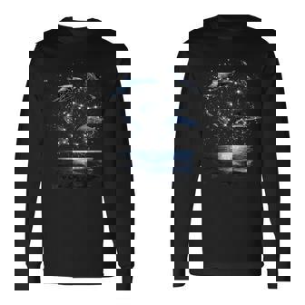 星座イルカ、天体宇宙銀河イルカ 長袖Tシャツ - Kawaiitshirt