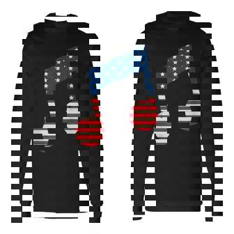 星条旗 アメリカ国旗 音符 長袖Tシャツ - Kawaiitshirt