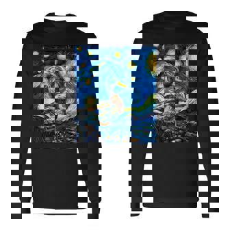 星空の下のアヒル アート グラフィック 誕生日 クリスマス 長袖Tシャツ - Kawaiitshirt