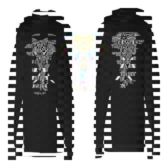 曼荼羅 ガネーシャ アフリカン 象 長袖Tシャツ - Kawaiitshirt