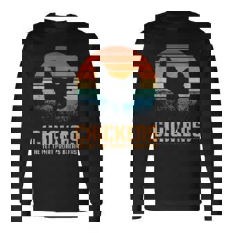 朝ごはんを食べるペット、ニワトリ 長袖Tシャツ - Kawaiitshirt