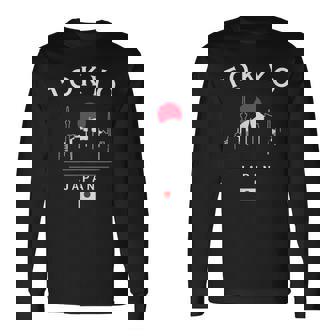 東京 日本 国旗 東京スカイライン ミニマリスト お土産 長袖Tシャツ - Kawaiitshirt