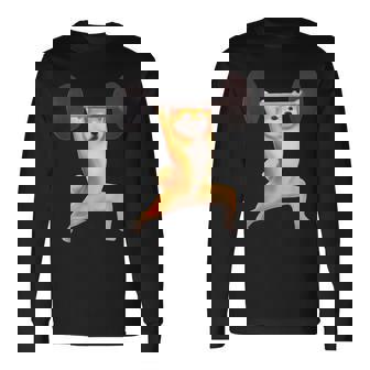 柴犬 イヌ 面白いtシャツ 犬 筋トレ 文字入り メンズ 半袖 服 おもしろグッズ 文字tシャツ ネタ ブラック 長袖Tシャツ - Kawaiitshirt