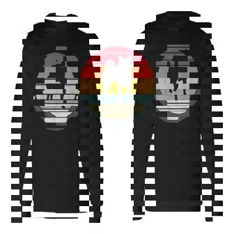 柴犬 シルエット レトロ ヴィンテージ 犬 オーナー レディース メンズ 長袖Tシャツ - Kawaiitshirt