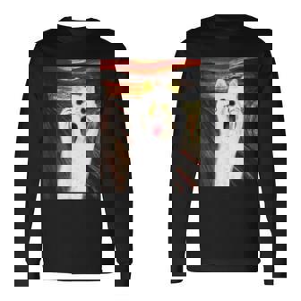 柴犬 面白いtシャツ 犬 ムンクの叫び かわいい メンズ 子供 おもしろ 服 グッズ ネタ わんこ イヌ 長袖Tシャツ - Kawaiitshirt